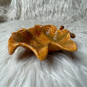 Vintage Autumn Fall Ceramic Orange Leaf Dish